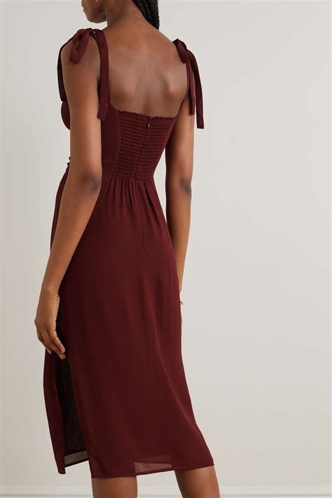 gucci burgundy dress|Silk georgette dress in burgundy .